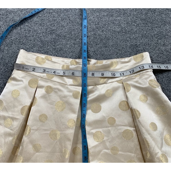 Eliza J Skirt Womens 6 Metallic Blend Polka Dot Lined Flare Pleated Pockets - Picture 5 of 13